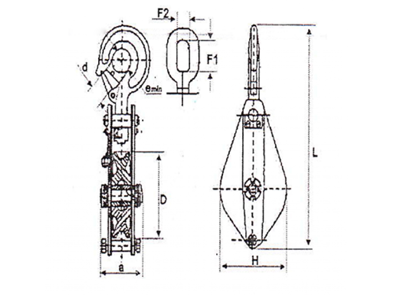 Блок с ушком HQLK 1-3,2 (1 ролик, 3,2т)