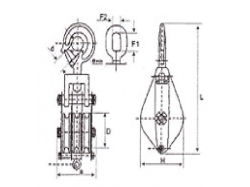 Блок с крюком HQGK 3-5 (3 ролика, 5т)