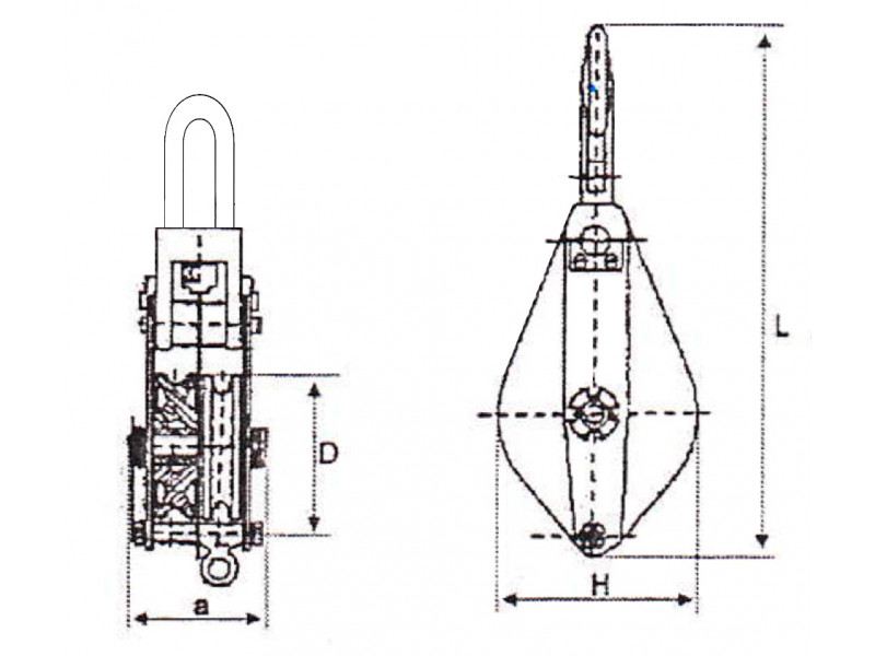 Блок с ушком (скобой) HQLK 3-20 (3 ролика, 20т)